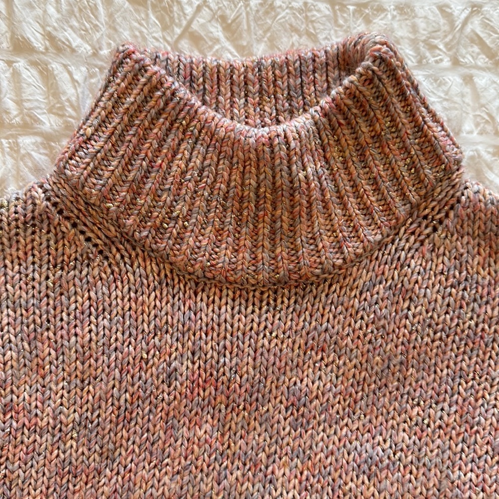 Beautiful multi-color sweater with gold threads throughout